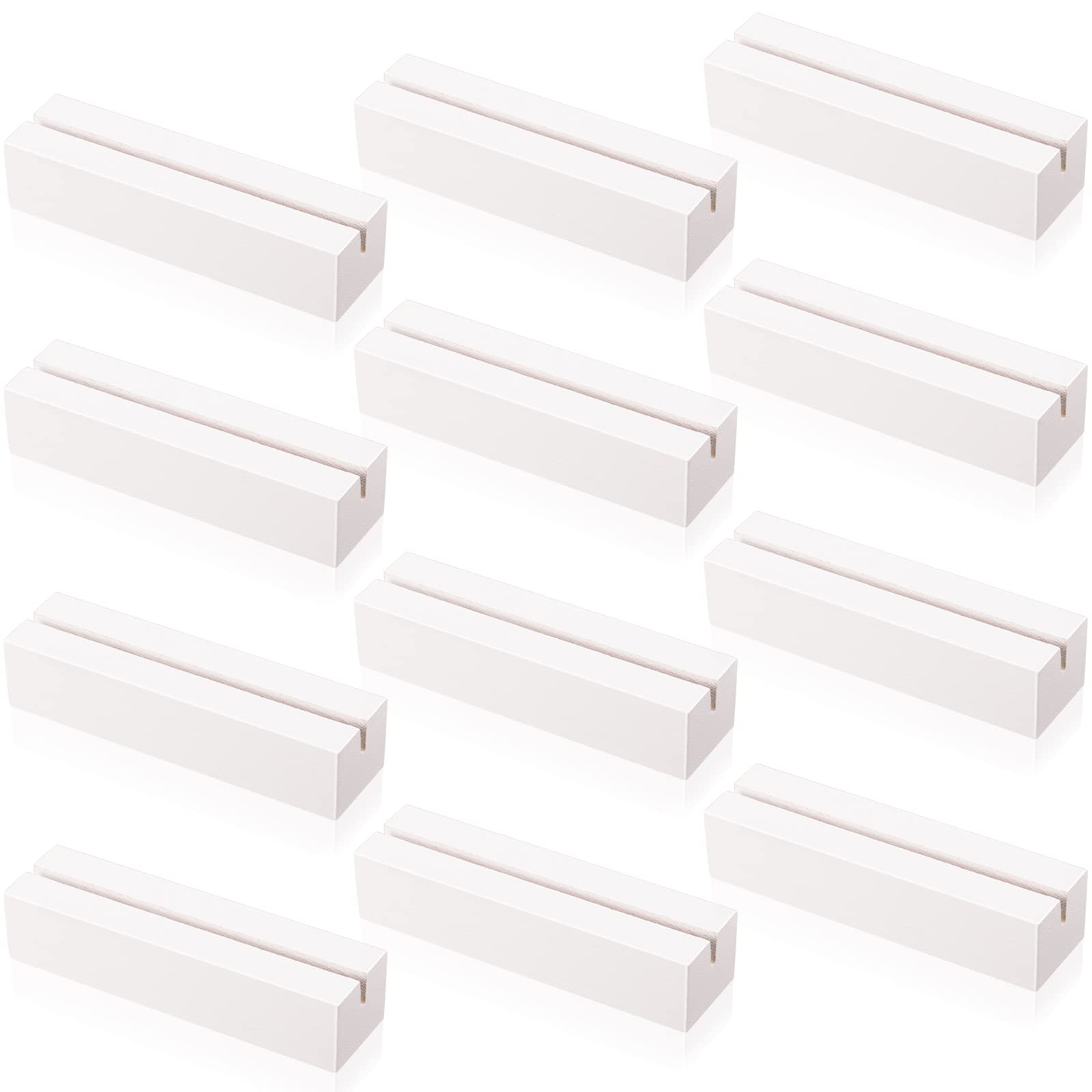 Zonon Wood Place Card Holders - Table Number Stands for Wedding Party Events (White, 4.6 x 1.1 x 0.9 Inch)