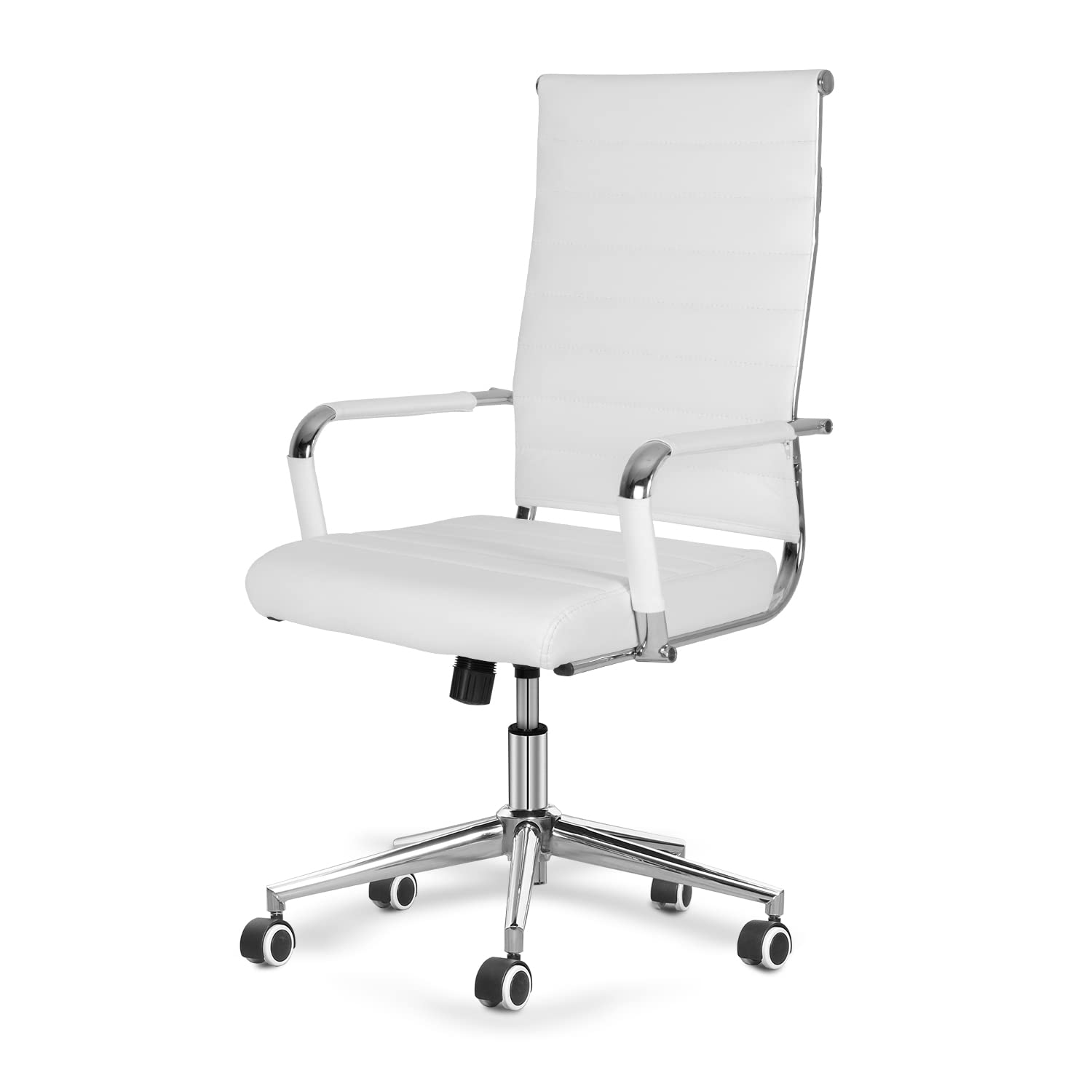 Okeysen Ergonomic Office Desk Chair, Modern Leather Conference Room Chairs Ribbed, High Back Executive Swivel Rolling Chair For