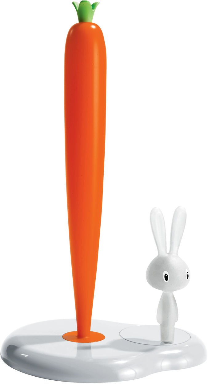 Alessi | Bunny & Carrot Asg42/H R - Design Kitchen Roll Holder, Thermoplastic Resin, White