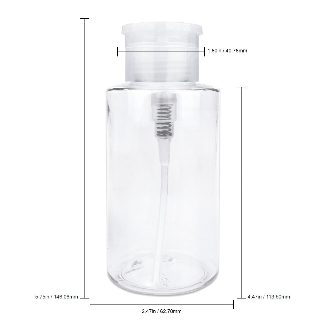 Pana 10Oz. (Quantity: 2 Pieces) Liquid Push Down Pump Dispenser Empty Bottle With Flip Top Cap (Clear)