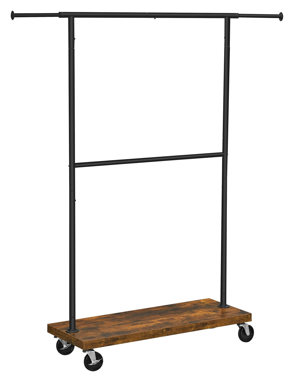 Vasagle Clothes Rack, Clothing Rack With Wheels, 43.3-66.9 Inch Extendable Bar, Height-Adjustable Garment Rack, 332 Lb Load, 2 B