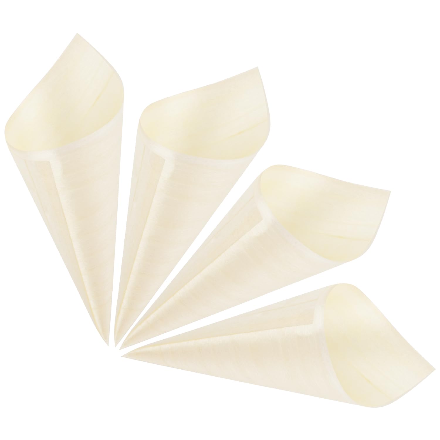 Auear, 100 Pcs 5'' X 2'' Disposable Pine Wood Cones Wooden Food Cone Holders Bamboo Charcuterie Cones For Appetizers And Finger