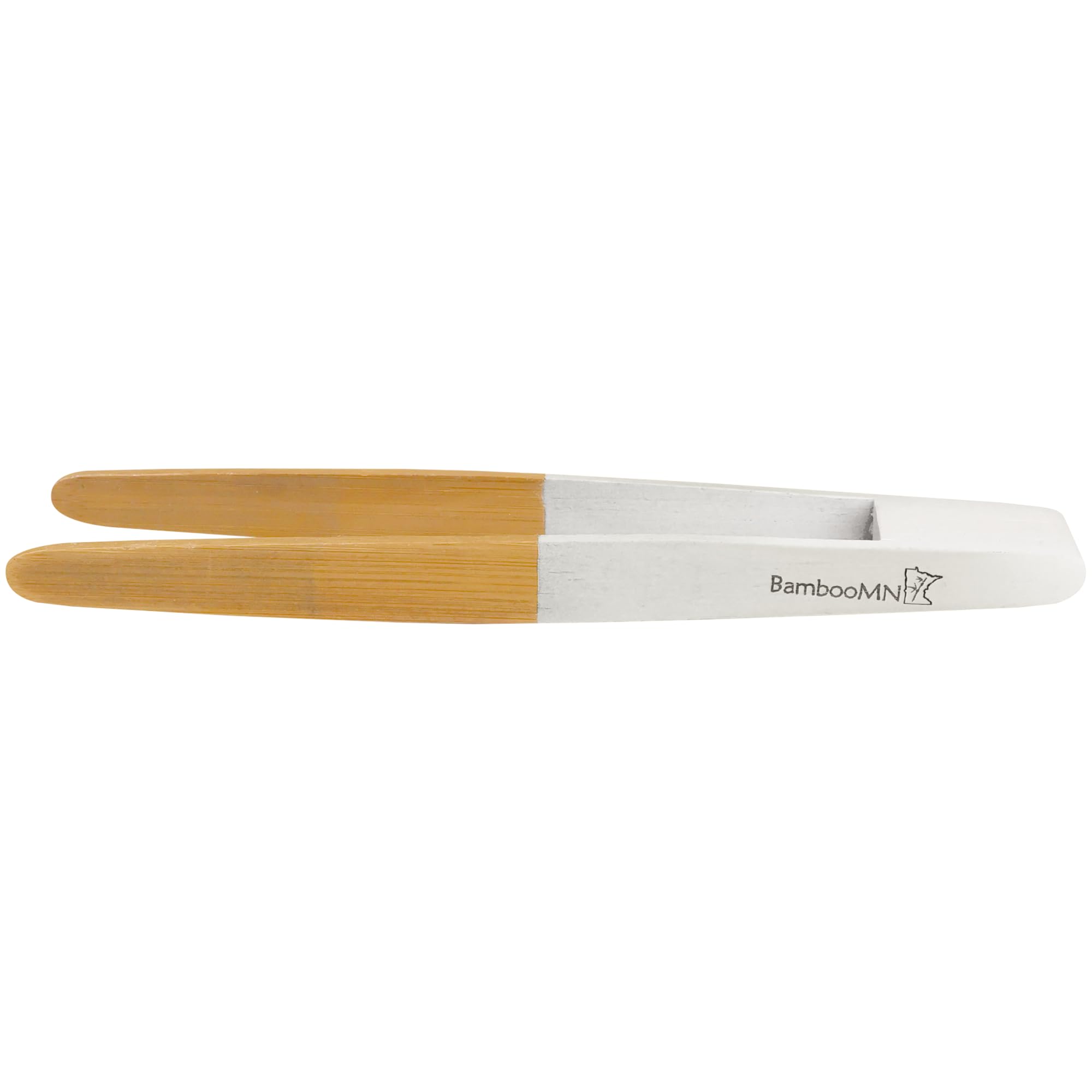 Bamboomn Premium 7.9'' Reusable Bamboo Kitchen ''A'' Toast Tongs For Cooking & Holding - White - 3 Pieces