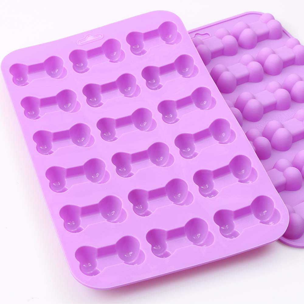 Cozihom Bone Shaped Silicone Molds, 18 Cavity, Food Grade, For Chocolate, Candy, Cake, Pudding, Jelly, Dog Treats. 4 Pcs