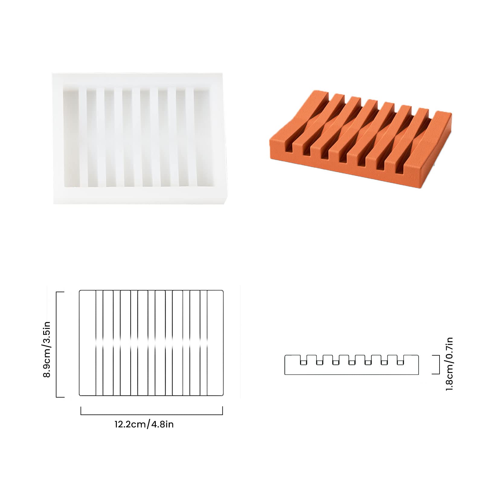 Boowan Nicole Soap Dish Silicone Mold For Bathroom/Shower, Bar Soap Holder Mould With Self Draining Tray