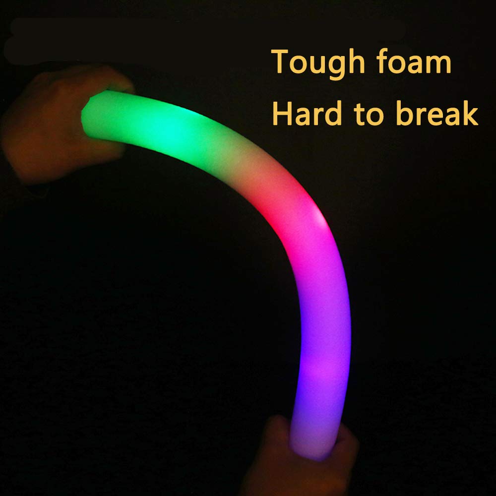 ColorHome Glow Sticks Bulk, 32 Pcs LED Foam Sticks Glow in the Dark Party Supplies with 3 Modes Colorful Flashing,Light Up Baton
