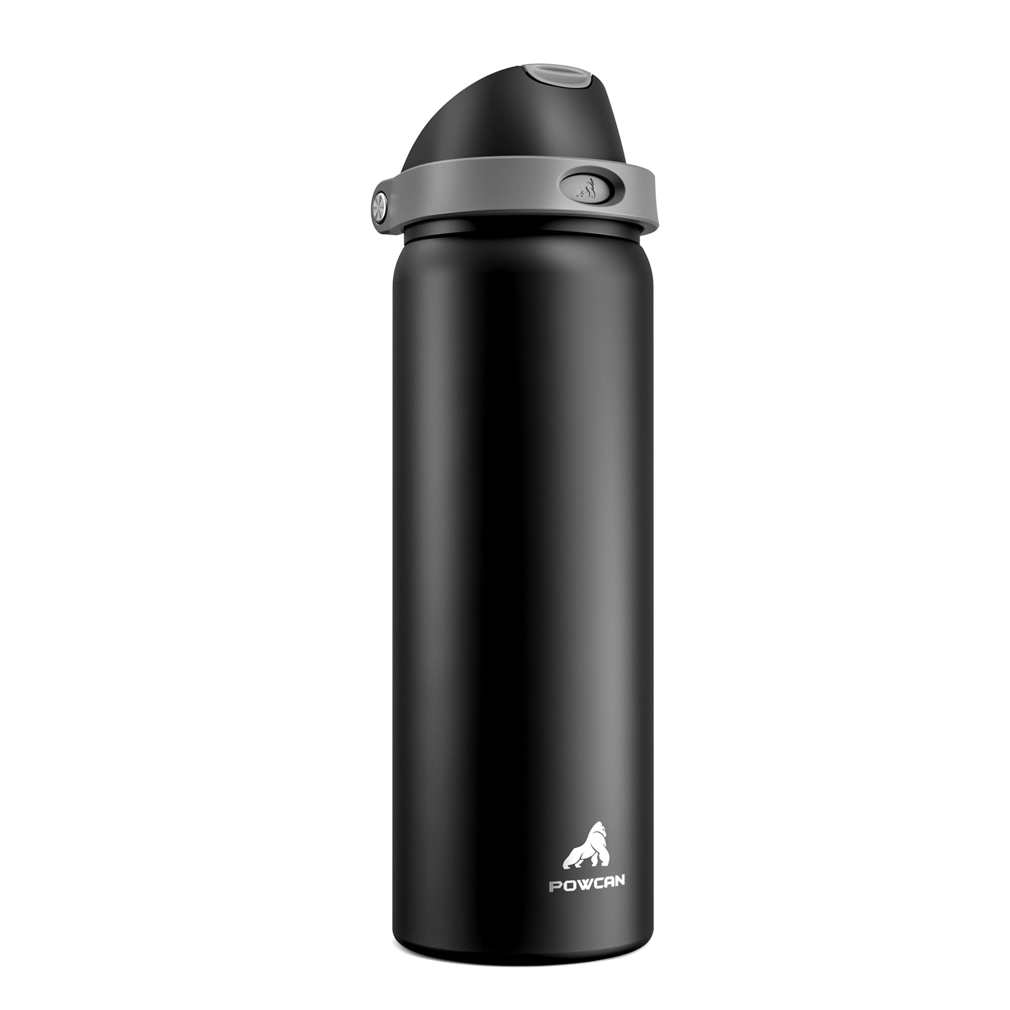 POWCAN 32 oz Stainless Steel Water Bottle for Sports: One-hand Push Button Lid, Leakproof, Keep Cold 24Hrs, Stainless Steel Cup 