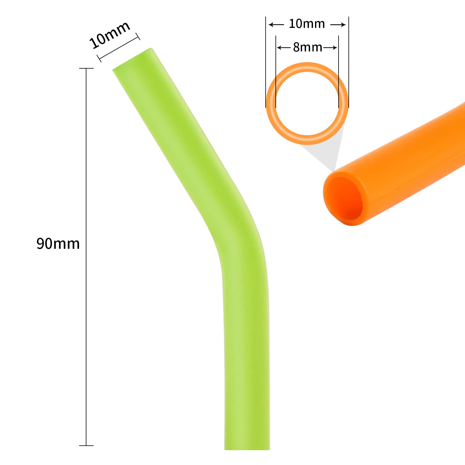 12Pcs Silicone Straw Tips- Food Grade Rubber Metal Straws Tips Covers Only Fit For 1/3 Inch Wide(8Mm Outdiameter) Stainless Stee