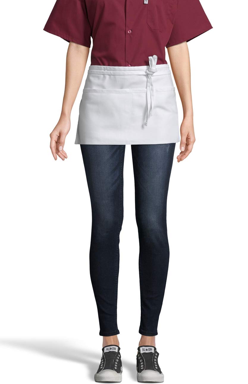 Uncommon Threads Unisex Waist Apron 2 Section Pocket, White, One Size