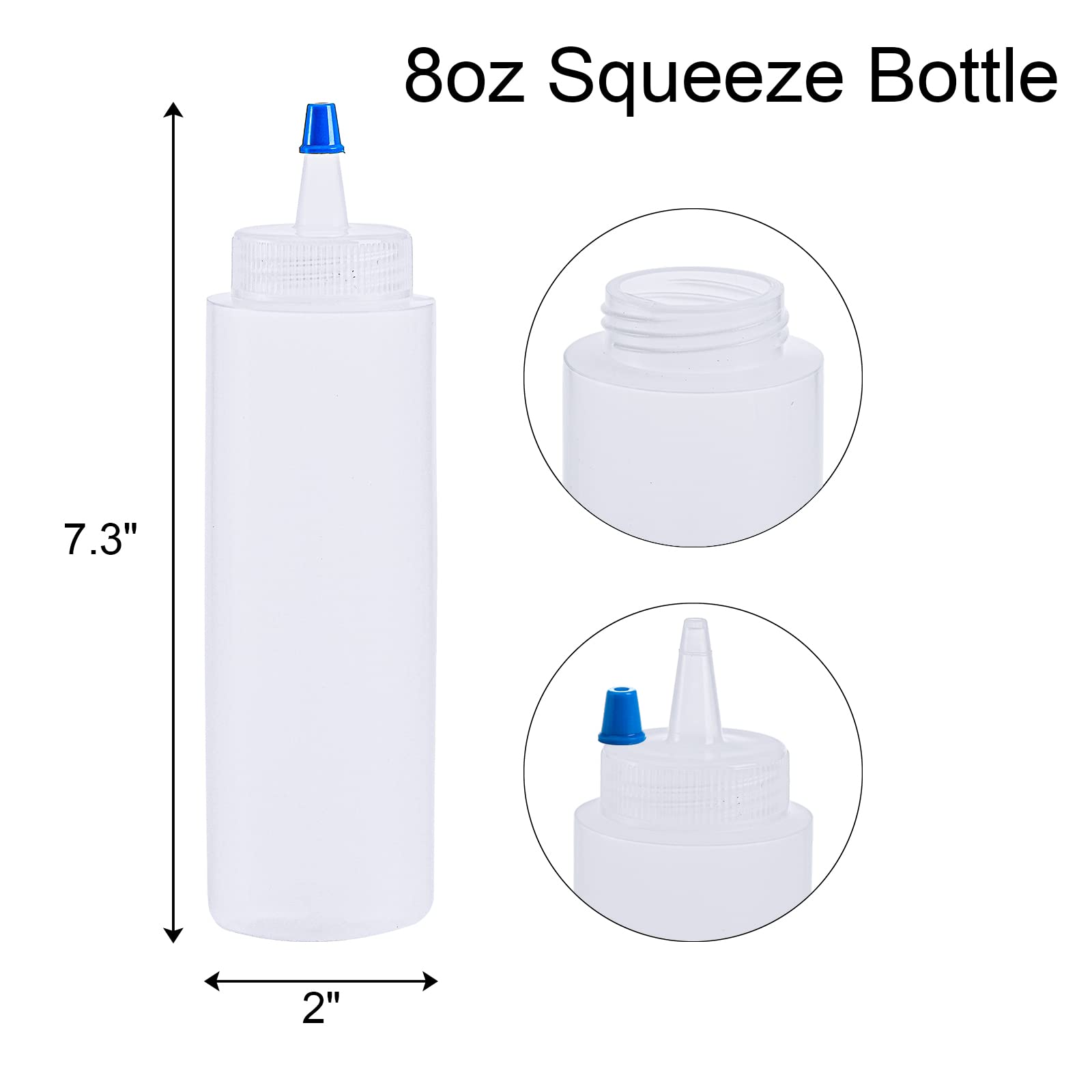 Fasmov 20 Pack 8-Ounce Plastic Condiment Squeeze Squirt Bottles, Plastic Squeeze Bottles With Blue Tip Cap For Ketchup, Sauces,