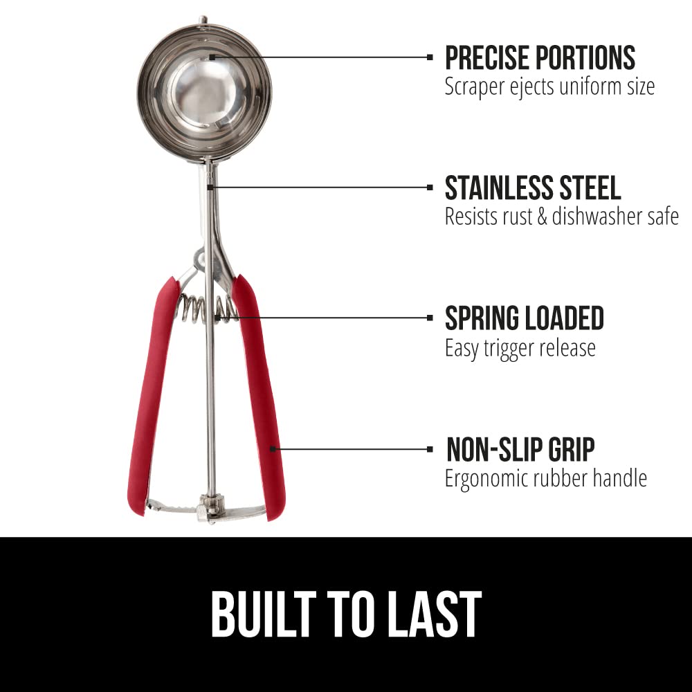 Gorilla Grip Stainless Steel Multipurpose Bpa-Free Spring Scoop, 3 Tbsp, Melon Ballers, Cookie Dough Scoops, Perfect Portion Siz