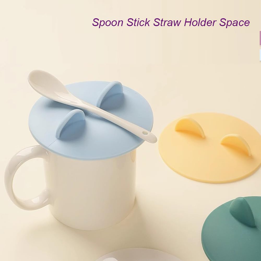 4Pack Cute Cat Ear Cup Lid Cover, Jcsmartec Silicone Creative Anti-Dust Rubber Airtight Seal Suction Cap For Drink Glass Coffee