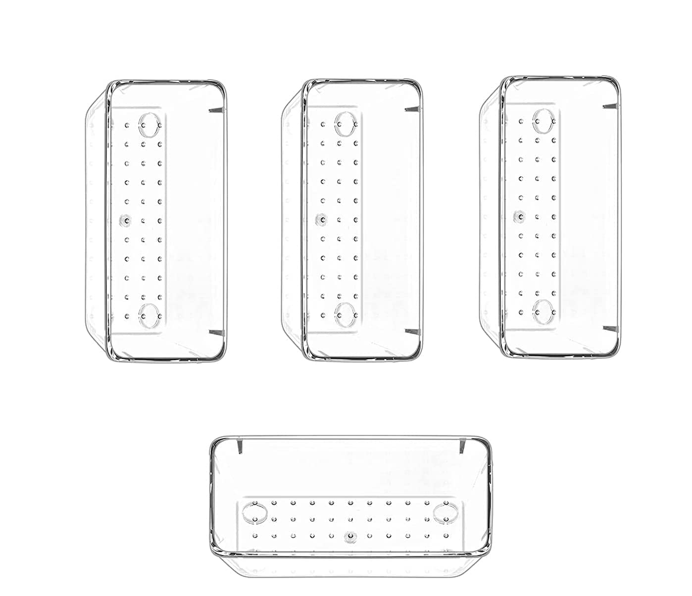 Xpandio Clear Plastic Drawer Organizers Set, Versatile Bathroom And Vanity Drawer Organizer Trays, Storage Bins For Makeup, Bedr