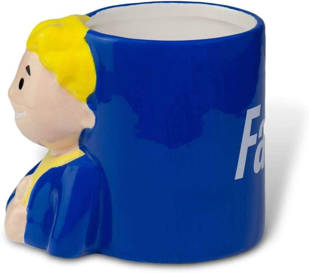 Official Fallout Vault Boy Coffee Mug [Blue Molded 20Oz] Ceramic Fallout 4 Cup, Tea Mug, Goty Gamer Mug, Pip Boy Molded Mug (Off