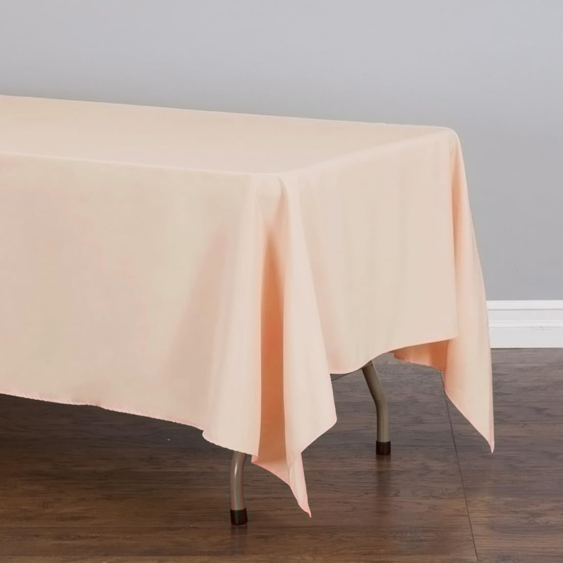Ltc Linens 10 Pack Peach Rectangular Tablecloths 70 X 120 Inch For 6 Or 8 Feet Rectangle Banquet Tables With Half-Drop - Stain A