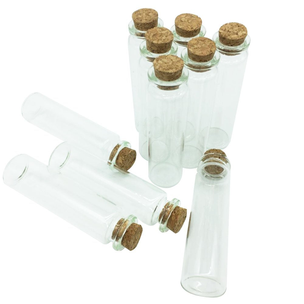 JASEASYZ Clear Mini Glass Jars Wishing Bottles with Cork Stoppers 25ml DIY herb Sand Art Small Decorative Glass Bottles Message 