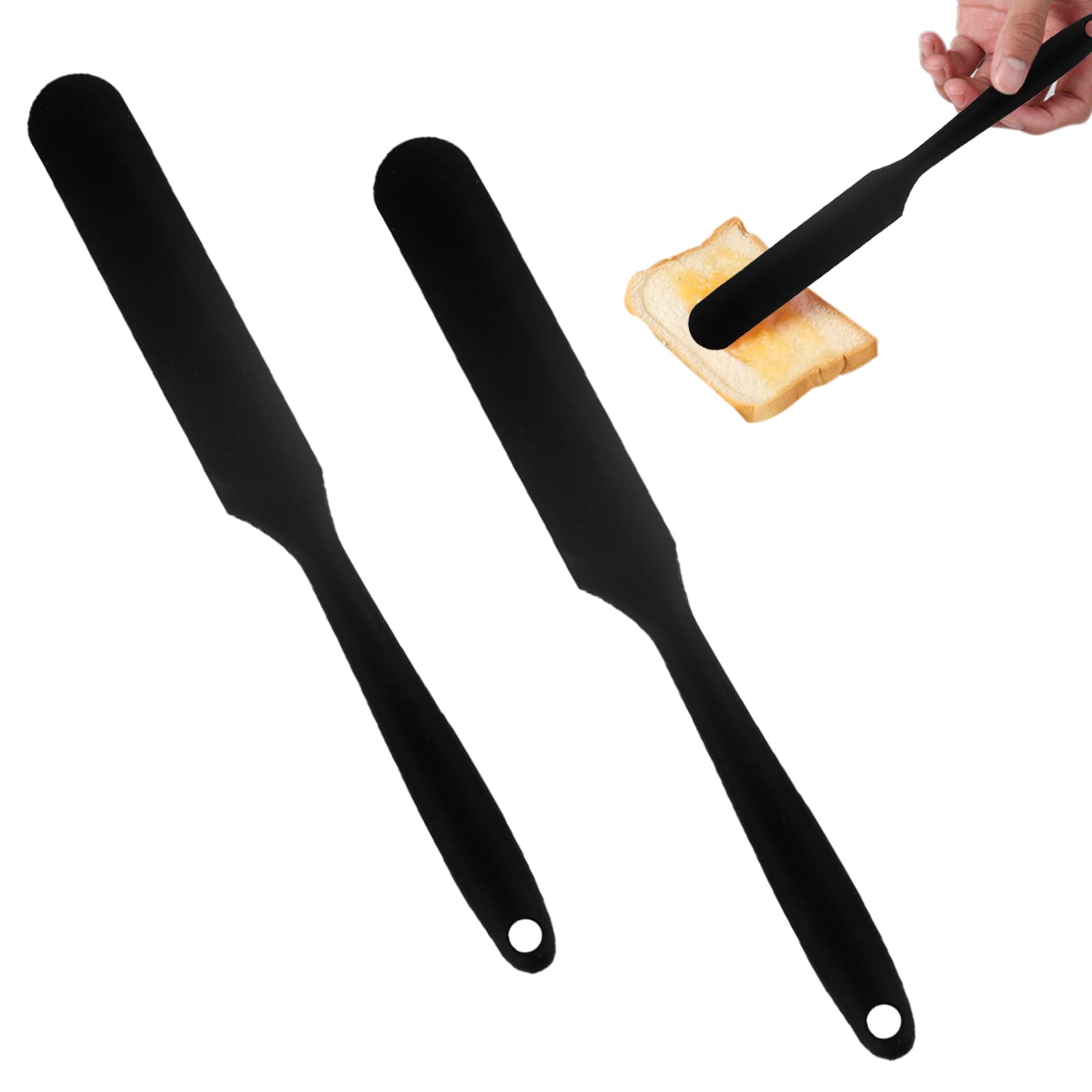 2 Pieces Long Handle Silicone Jar Spatula Non-Stick Rubber Scraper Silicone Scraper For Jars, Smoothies, Blenders Cooking Baking