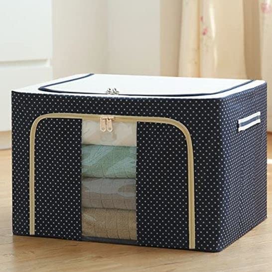 Wishoare Foldable Clothes Storage Bag With Zipper & Transparent Window | Wardrobe Organizer For Blankets, Sarees & Clothes