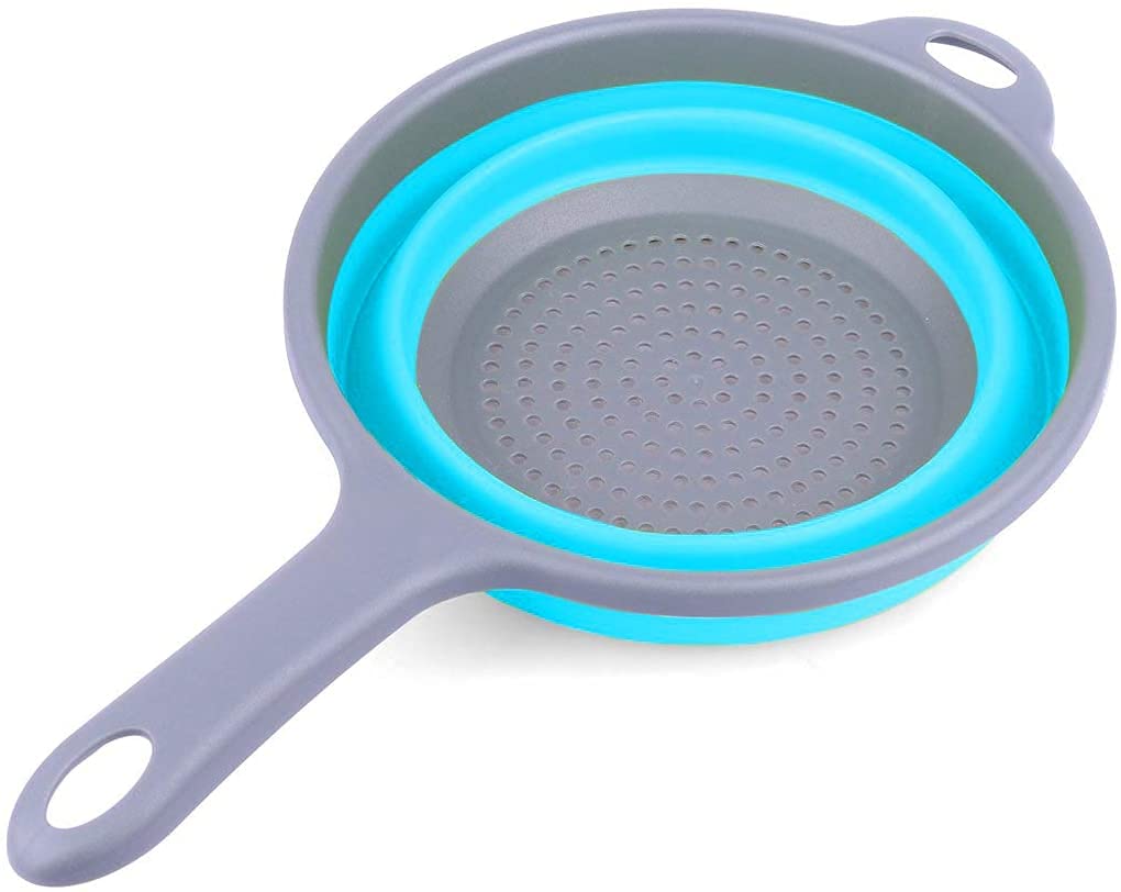 Kitchen Foldable Silicone Strainer Colanders, Collapsible Colanders With Handles, Space-Saver Folding Strainer Colander For Drai