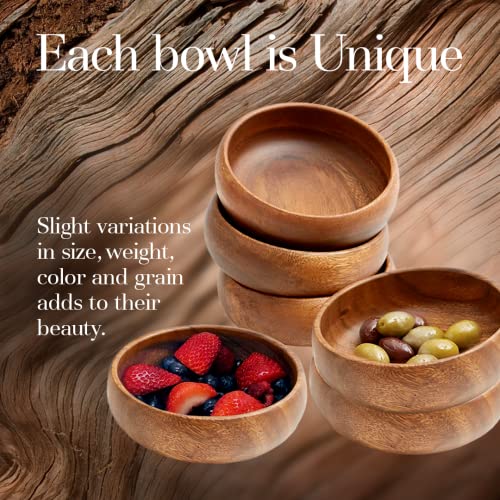 Woodard & Charles Acacia Wood Snack Serving Bowl, Set Of 4, 6'' X 2'' (Set Of 6)