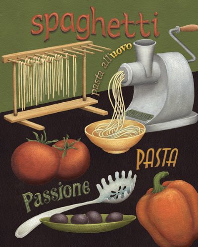 Set Of 4 Pasta Prints Italian Kitchen Spaghetti Ravioli Daphne Brissonnet 8X10