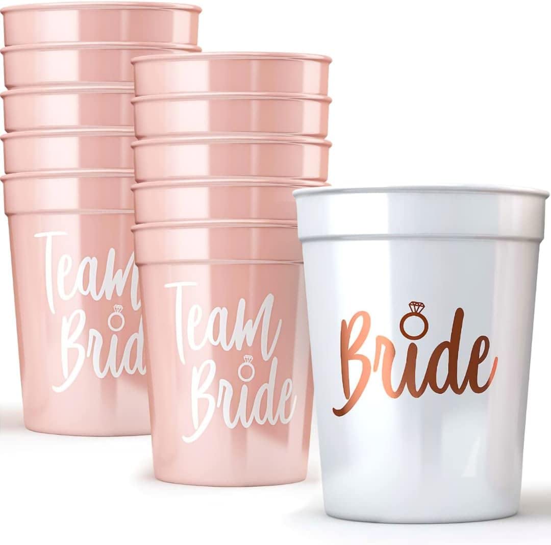 Team Bride Bachelorette Party Cups - Bride Cup & Bridesmaid Cups Bachelorette Party Decorations - Reusable Bachelorette Cups For
