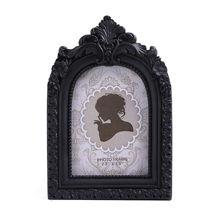 SIKOO Vintage Mini Picture Frame 2.5    3.5 Ornate Black Small Picture Frame Tabletop Wall Mount Small Victorian Gothic Decor
