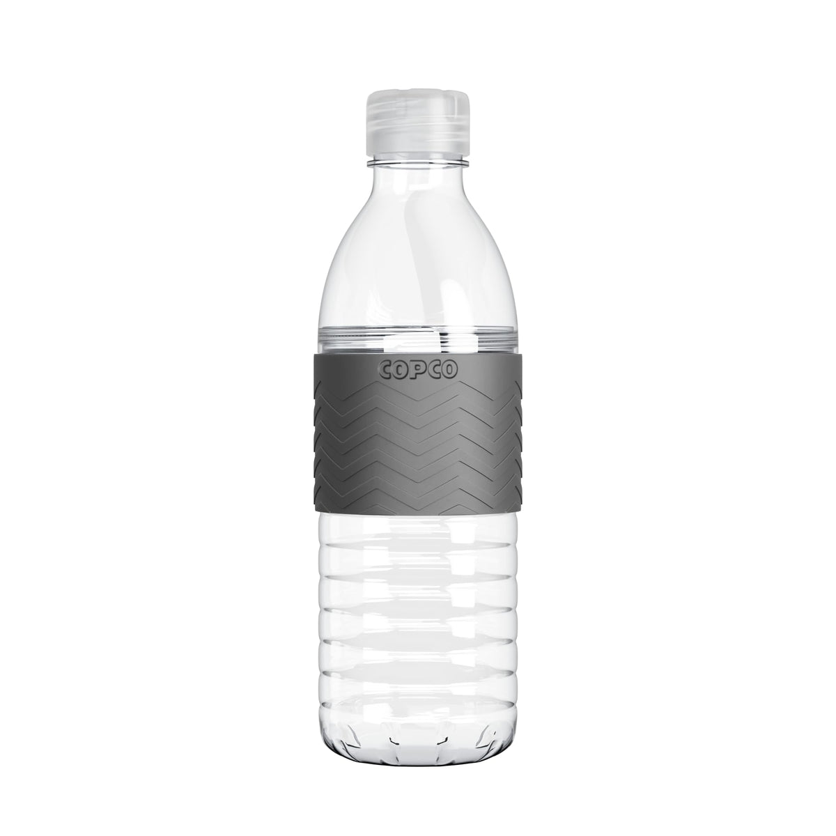 Copco Hydra Reusable Tritan Water Bottle With Spill Resistant Lid And Non-Slip Sleeve, 16.9-Ounce, Chevron Gray