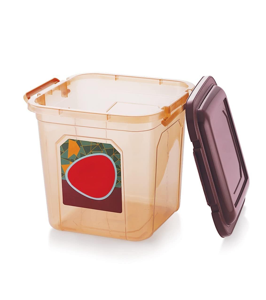 Galoof Big Storage Container For Rise Grain Cereals Flour Atta & Foods Bulk Storage Drum (18, Square, 1, Color : Brown)