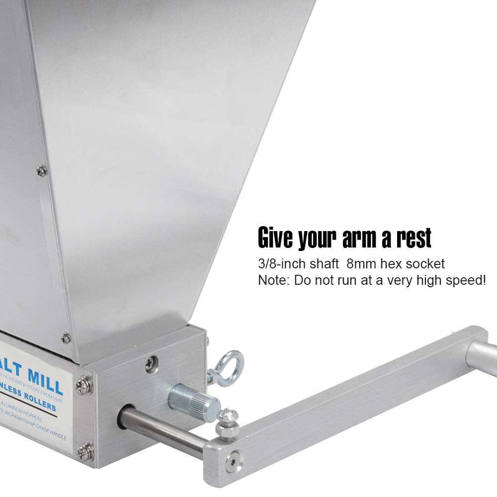 Ferroday Malt Mill Malted Grain Mill 2 Roller Stainless Steel Malt Crusher Heavy Duty Malt Mill Homebrew Grain Crusher Adjustabl