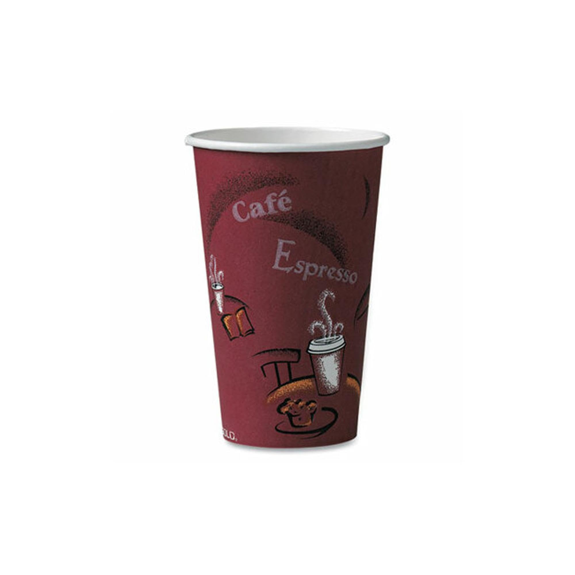 Solo Cup 316Sipk Bistro Design Hot Drink Cups, Paper, 16Oz, Maroon, 50/Pack