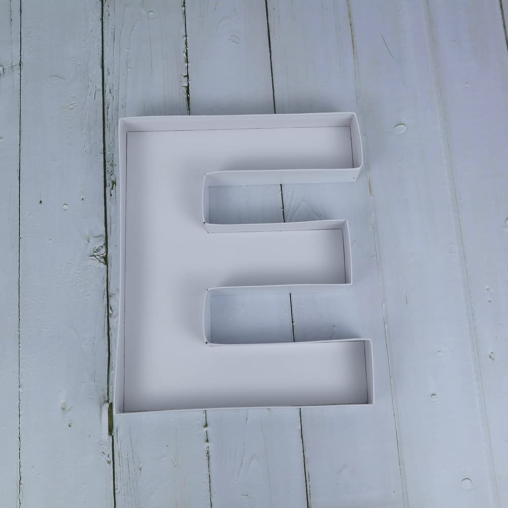 10 E Shaped Cardboard Letter Mache Chocolate Sweets Candy Container Box (White,E )