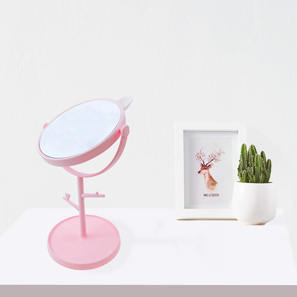 Louphee Desk Mirror In Cute Cat Ears Shape-Kawaii &Vanity Mirror For You In Bathroom Or Bedroom- Pink