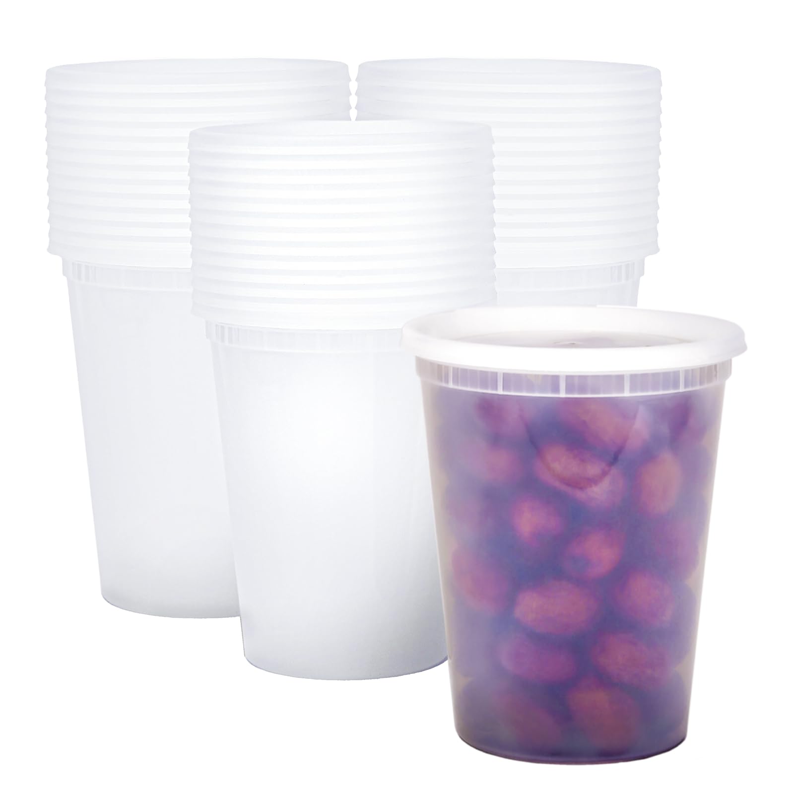 Xinsd 24 Pack Plastic Food Storage Containers 32 OzThickened Round Meal Prep Containers With Airtight Lid/Bpa Free/Freezer Safe/