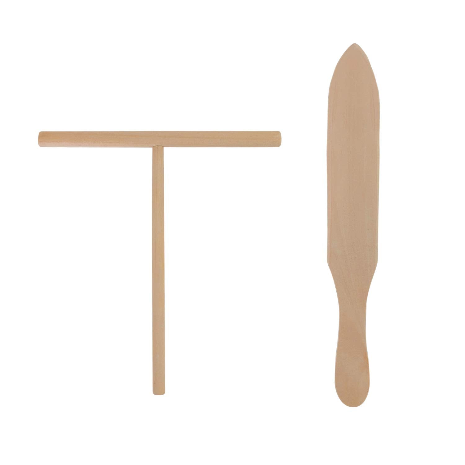 Health And Home Beech Wood Crepe Spreader And Spatula -2 Piece Set Convenient Size To Fit Small Crepe Pan Maker