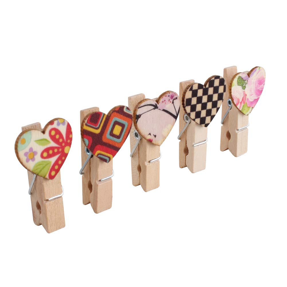 Z Zicome 100 Pcs Mini Wooden Clothespins With Hearts For Hanging Photos Decorations For Valentine Engagement Wedding Bridal Show