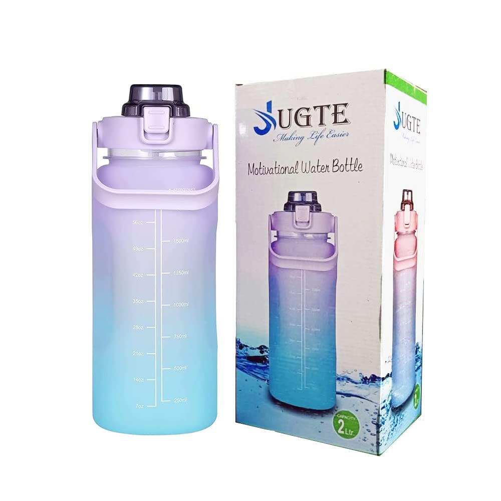 JUGTE Motivational Water Bottle 2 L Sipper Bottle For Adults GYM Gallon With Measurement Leakproof Durable NonToxic Aesthetic W