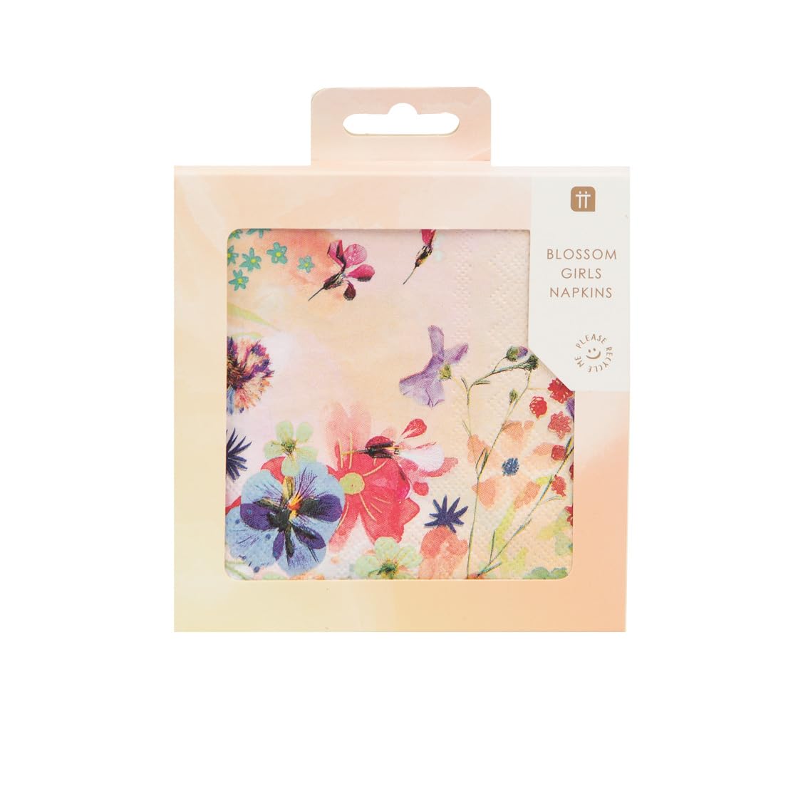 Talking Tables Bg-Cnapkin Blossom Tea Party Floral Napkins, Pack Of 20, 25 X 25Cm, 10'' X 10'', Pink