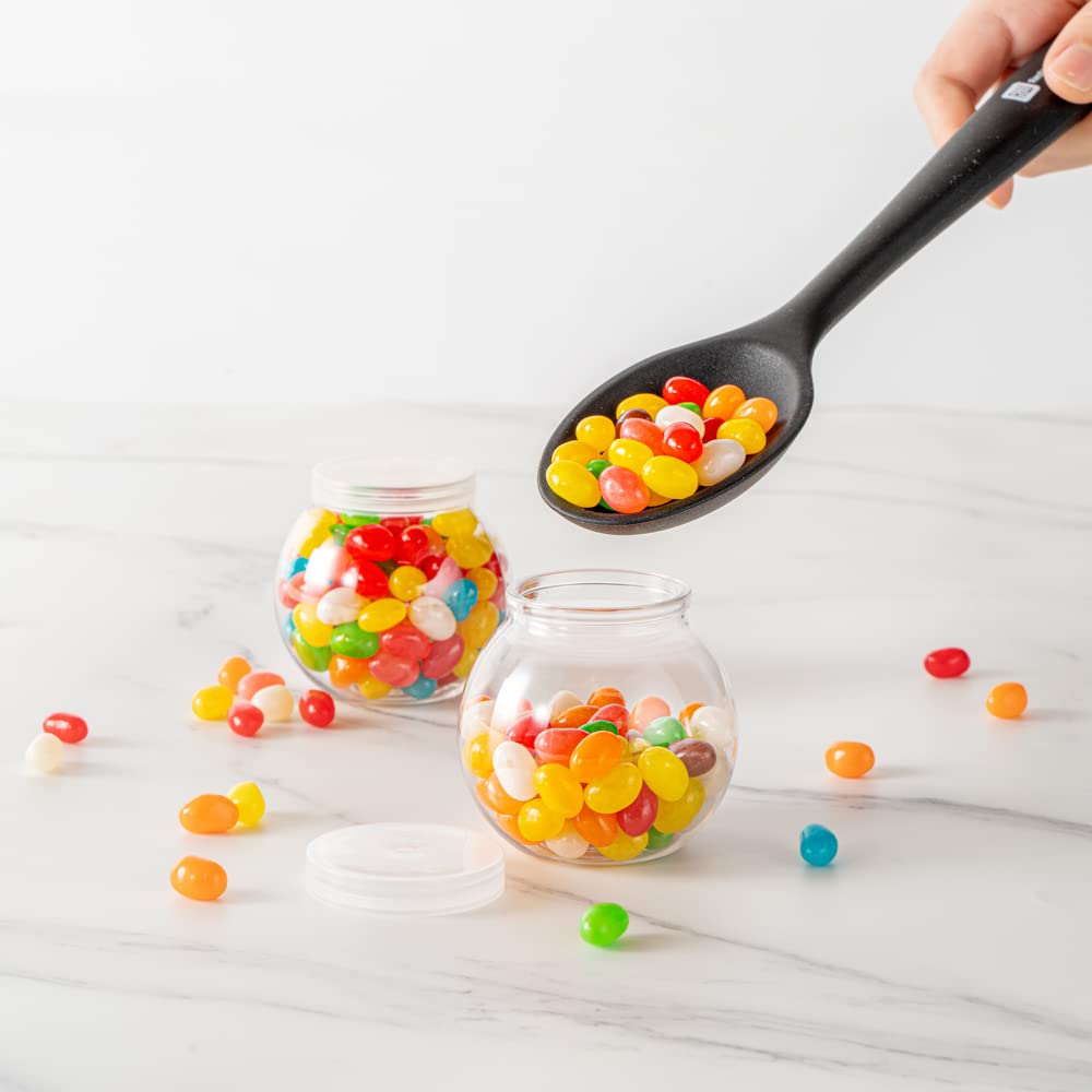 Restaurantware 3 Ounce Candy Jars 100 Disposable Small Jars - Snap-On Lids Included Bulbous Design Clear Plastic Yogurt Parfait