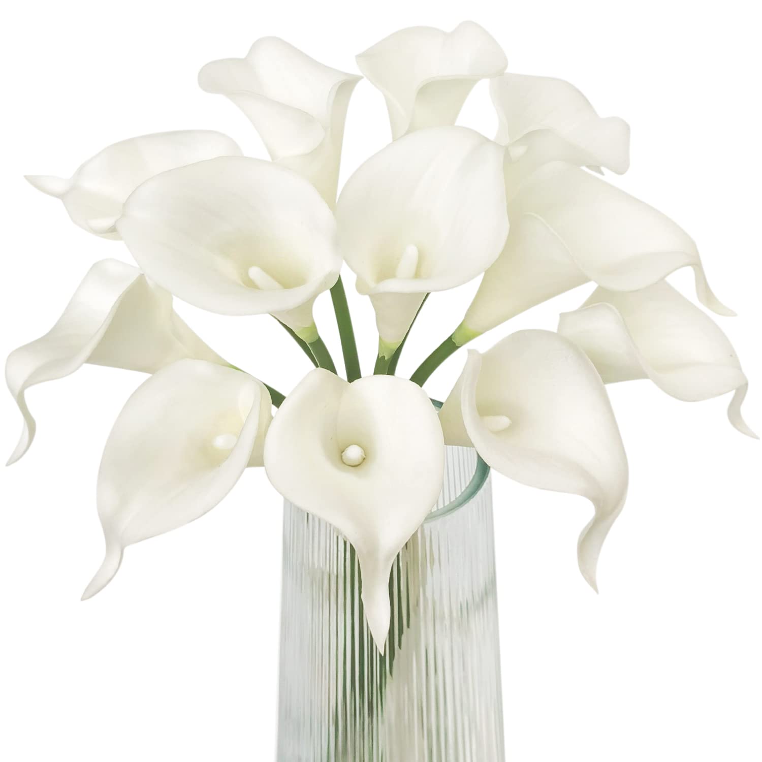 Letjolt White Calla Lily 12Pcs Artificial Flowers Bouquet for Wedding Bride Shower Blessing Gift Home Decoration Faux Calla Lili