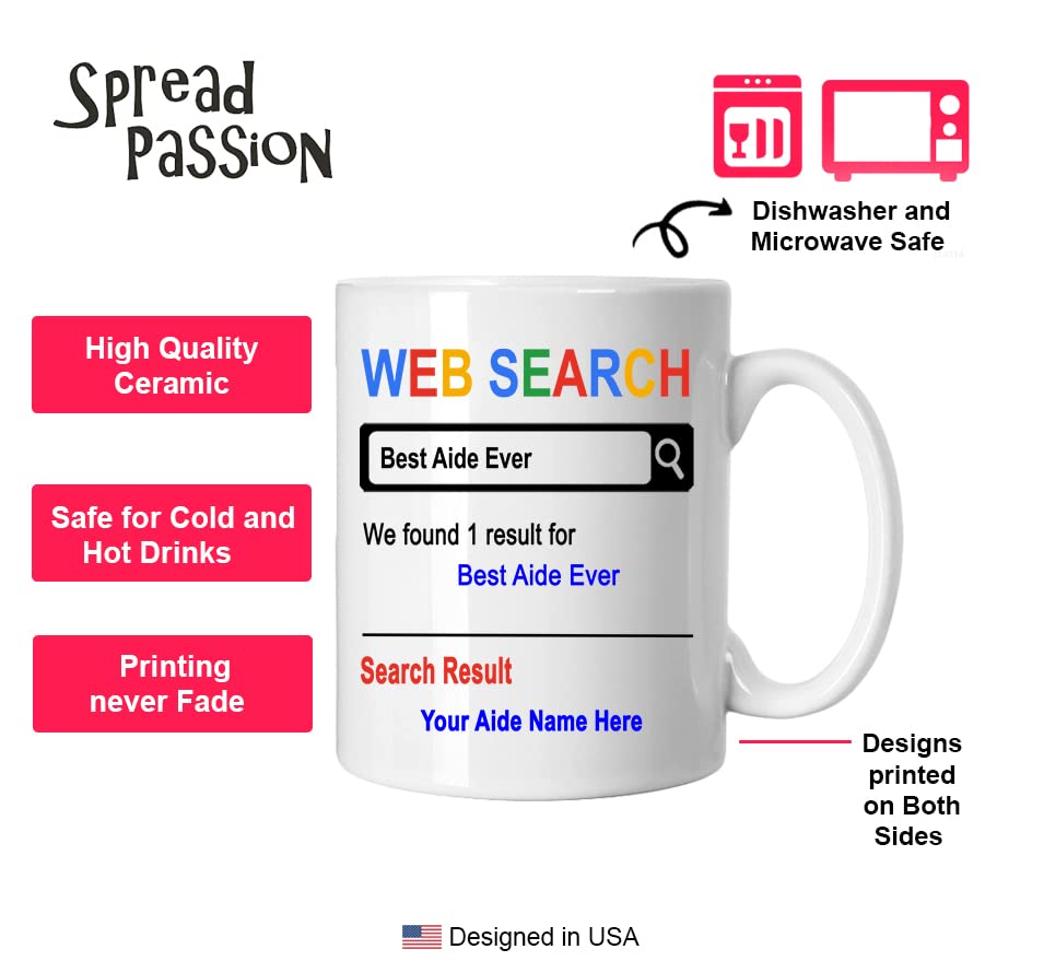 Spreadpassion Personalized Aide Mug, Best Aide Ever, Gift For Aide, Birthday Christmas Basket Gift Idea, Custom Aide Mug