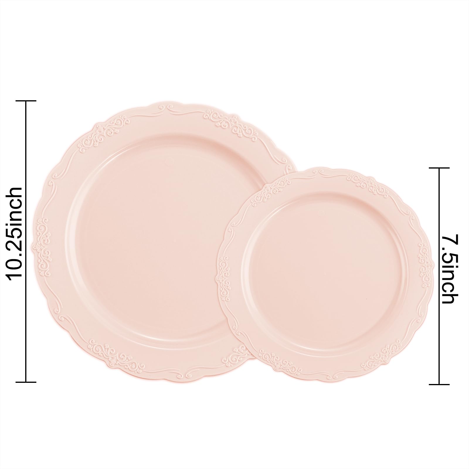 U-Qe 100Pcs Mauve Pink Plastic Plates For Party - Plastic Party Plates Disposable Heavy Duty - Pink Valentines Plates For Valent