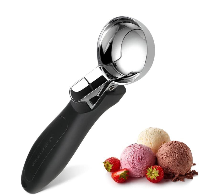 Otvafava 2 Pack Ice Cream Scoop, Large Cookie Scoop With Ergonomic Soft Grip Handle, Heavy Duty Multifunctional Baking Scooper F