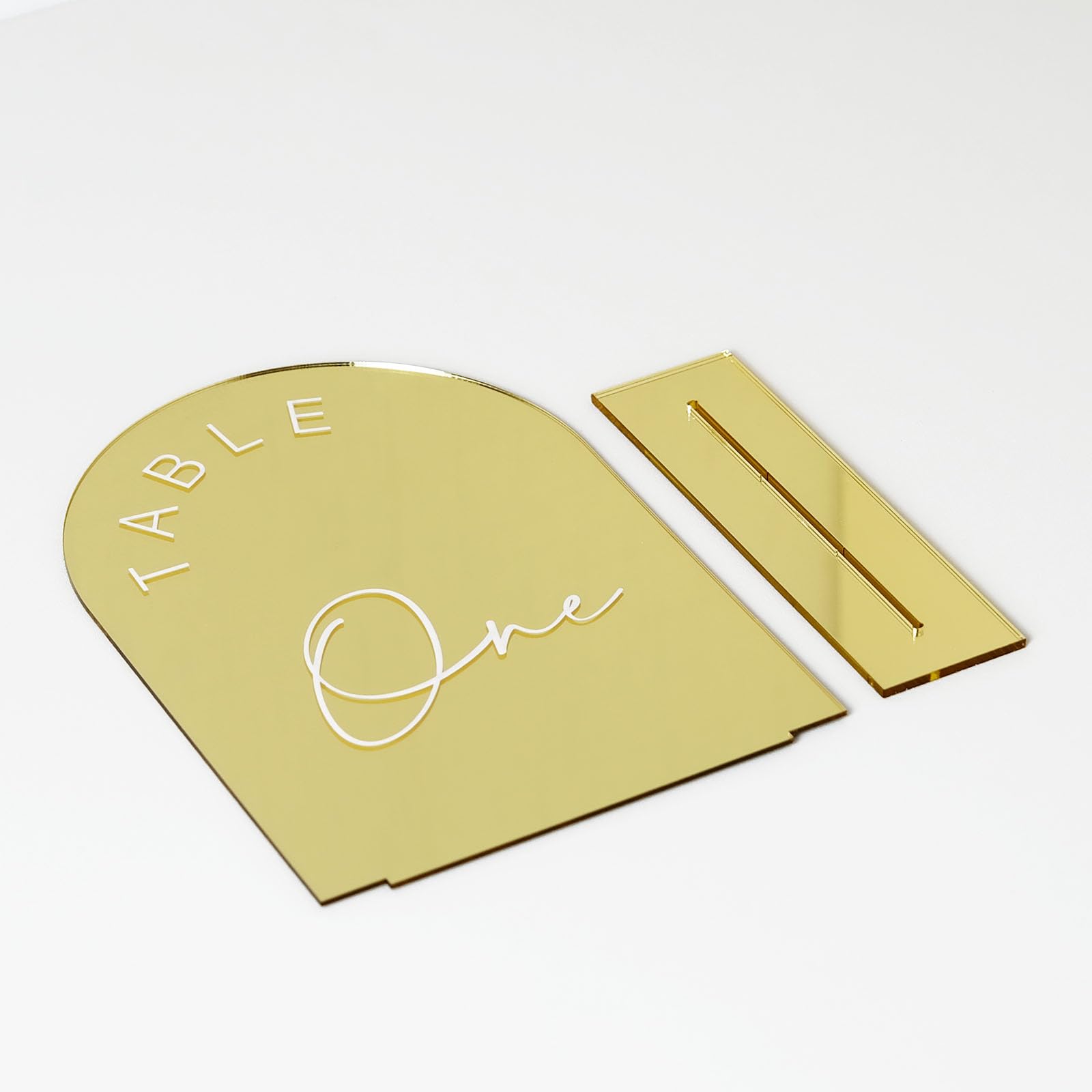 Gold Mirrored Arch Wedding Table Numbers 1-20 With Stands, 5X7 Inch Acrylic Arch Sign With Holder, Table Numbers 1-20, 5''X7'')