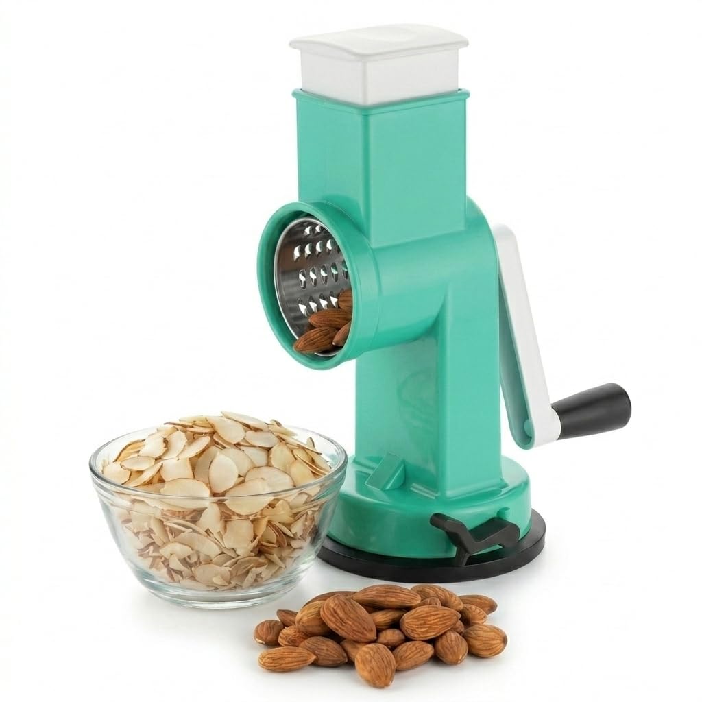 Jpiez Rotary Nut Grater With Suction Base, Stainless Steel Drum, Hand Crank, For Nuts And Cheese