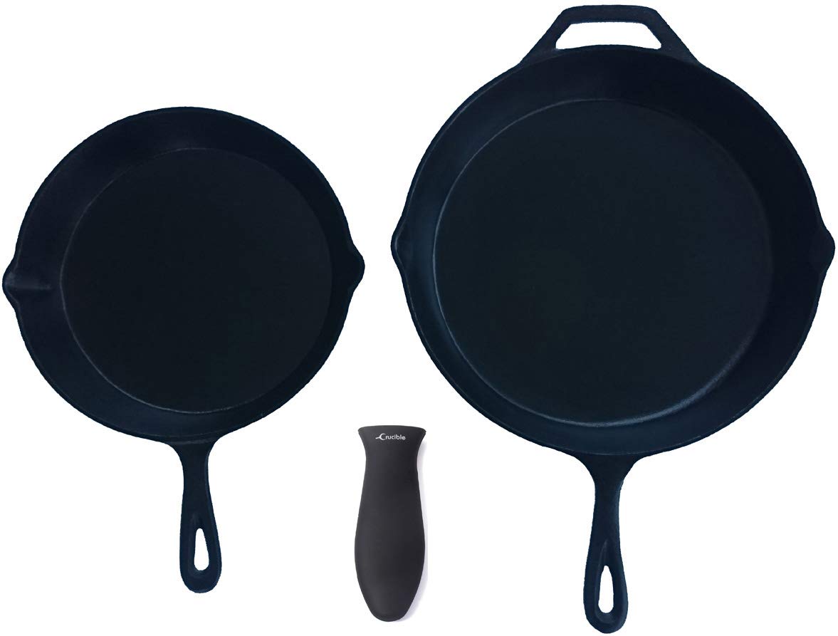 Crucible Cookware Silicone Hot Handle Holders (Large  Black)