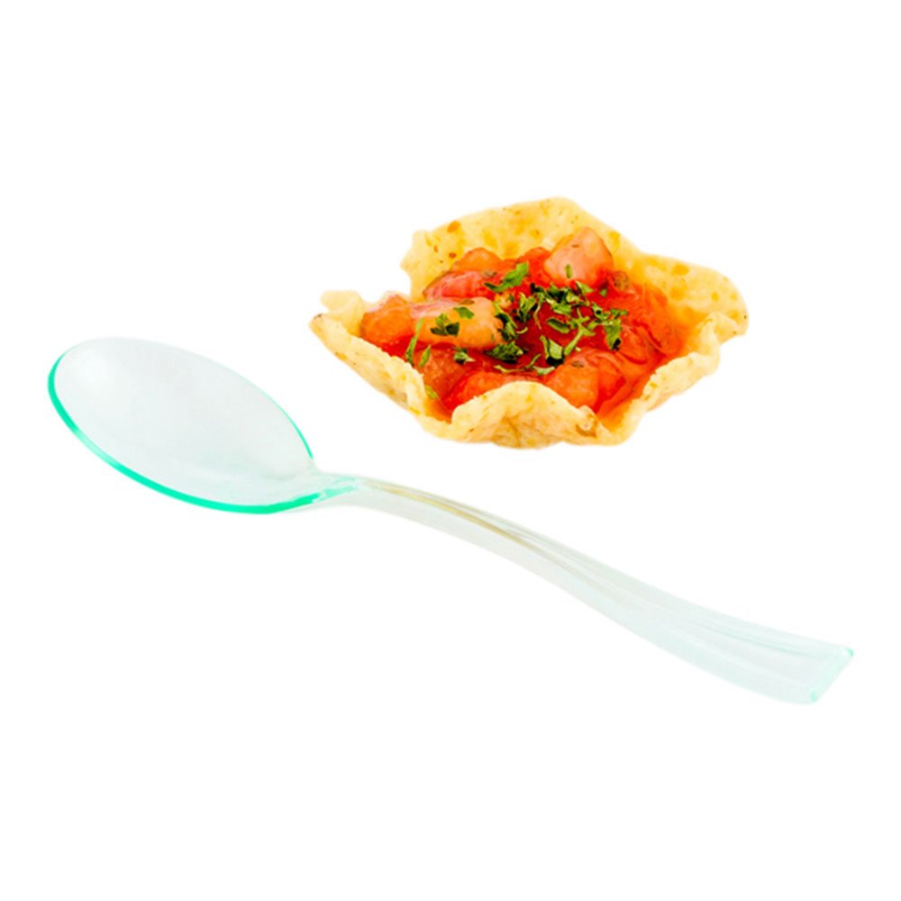 Restaurantware 4 Inch Mini Spoons 500 Disposable Tiny Spoons - Heavy-Duty Pair With Appetizers Or Desserts Seagreen Plastic Samp