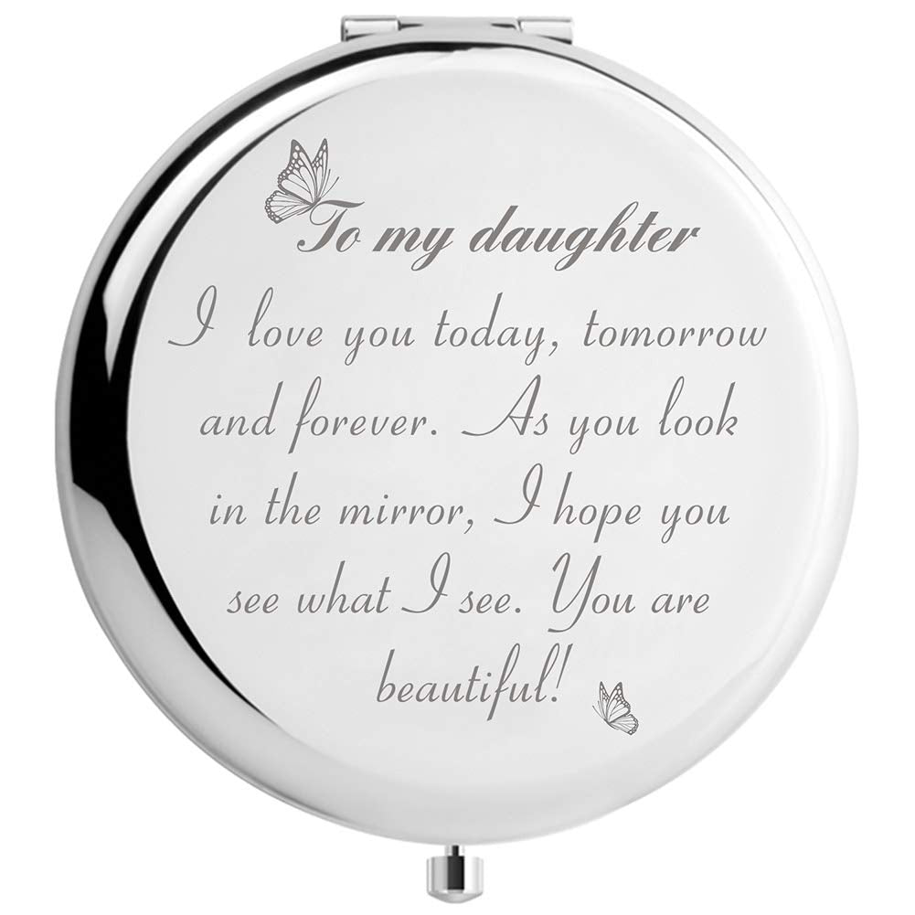 Didadic Daughter Gifts From Dad Mom For Birthday Valentines Day Mothers Day Graduation And Christmas, Engraved Makeup Mirror For