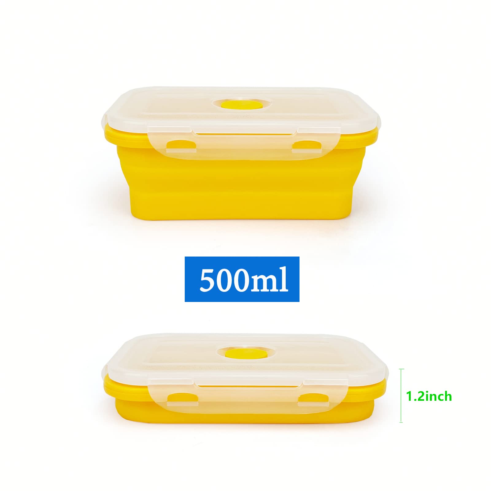 Lunbengo Camping Travel Collapsible Food Storage Container With Lids, Stackable Silicone Storage Containers Meal Prep Containers