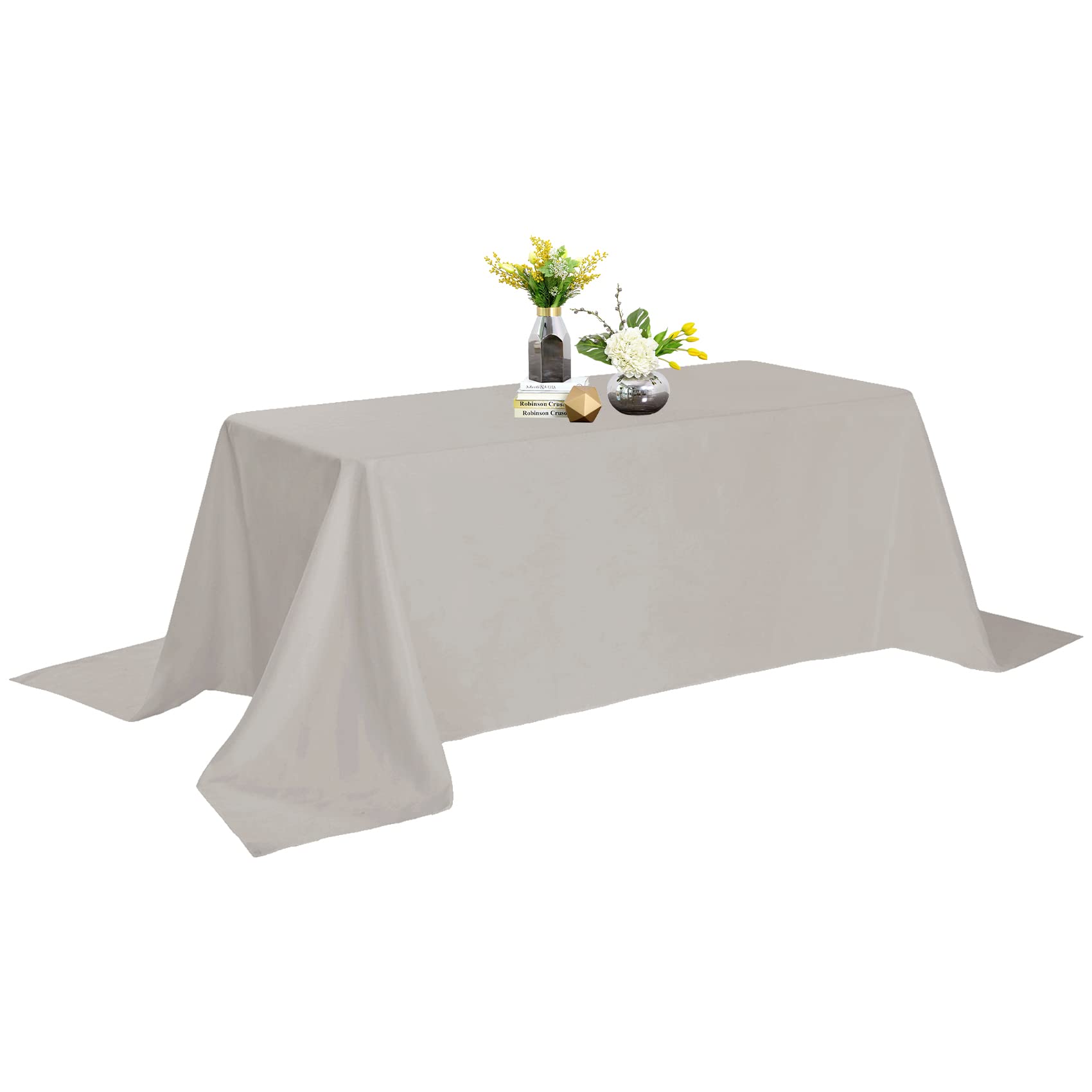 Rectangle Tablecloth - 90X132 Silver Tablecloth - Stain And Wrinkle Resistant Washable Polyester Table Cloth, Decorative Fabric